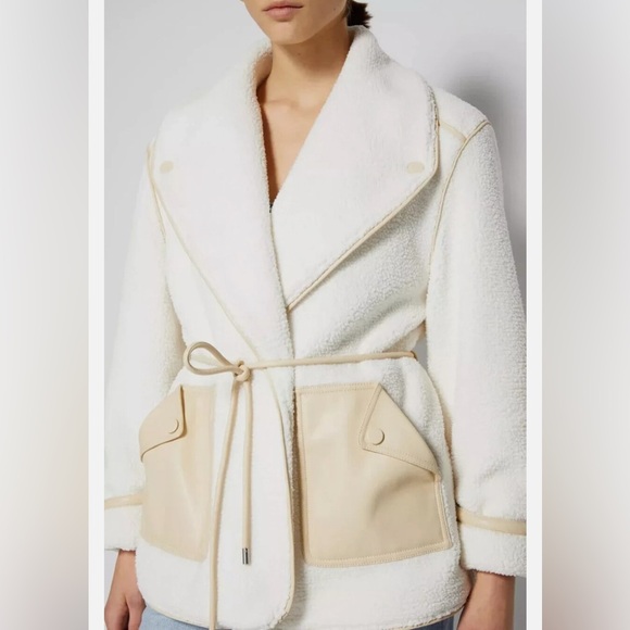 Jonathan Simkhai Kimia Ivory Fleece Wrap Jacket. - Picture 1 of 7